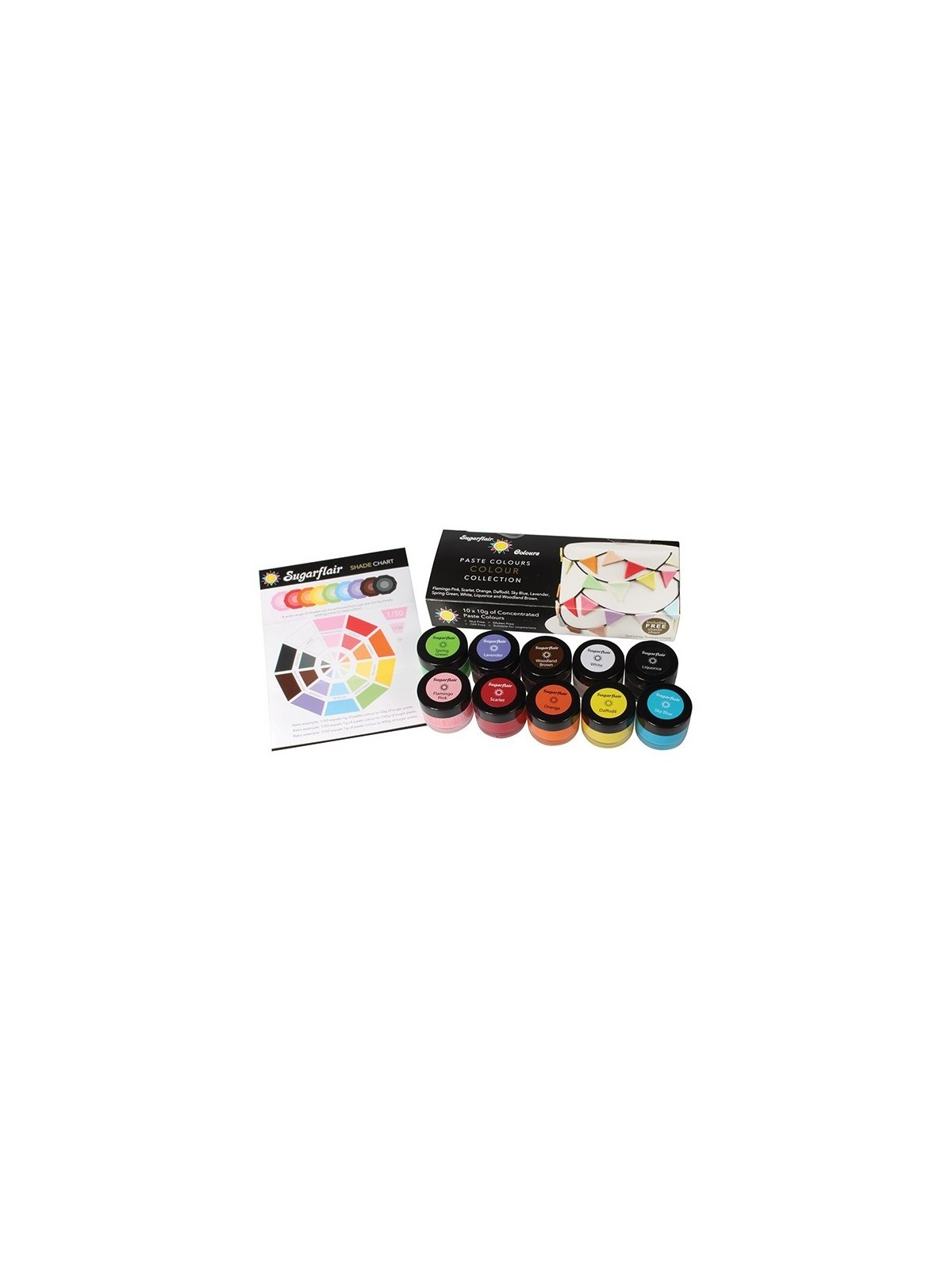 Sugarflair multi paste colours collection set of 10 pieces