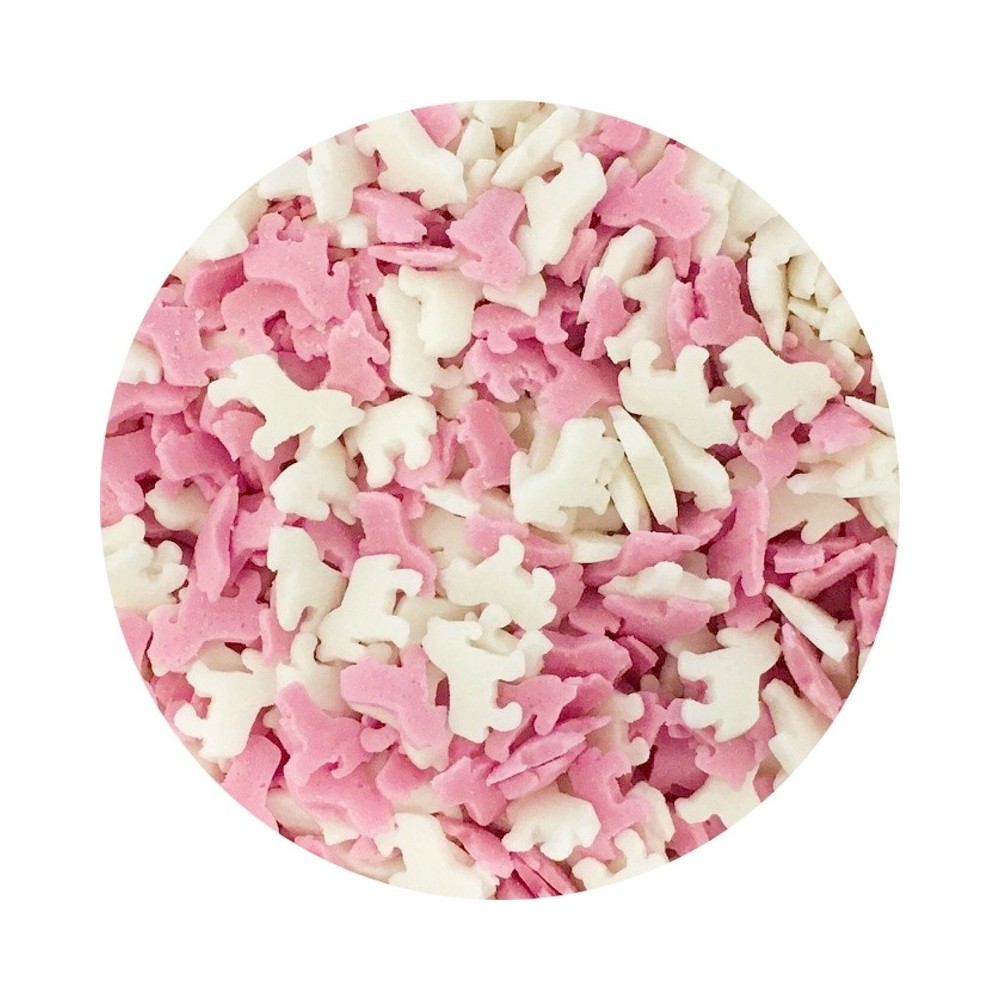 Zuckerdekoration Einhörner - pink / weiß - 100g