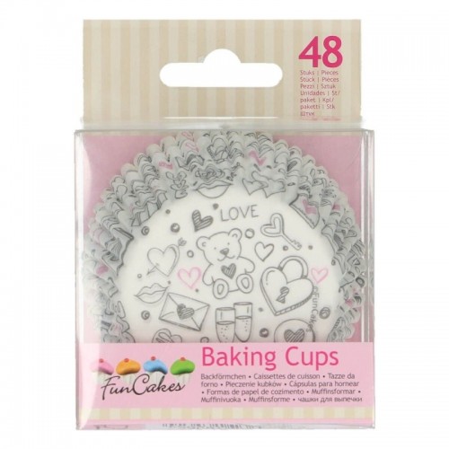 FunCakes  Baking Cups -  love doodle - 48pcs