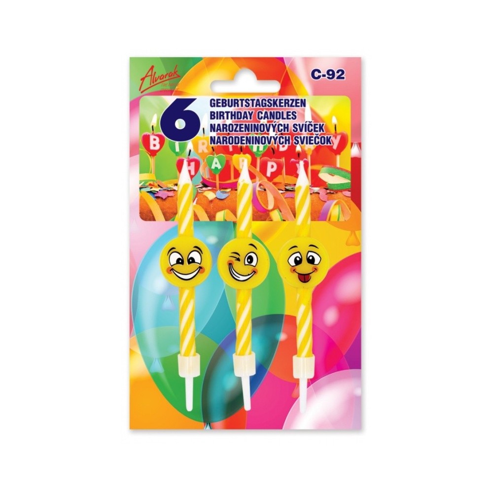 Cake candle - crazy emoticon 6 pcs