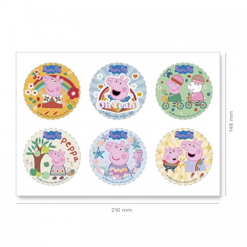 Dekora - Fondant / Zucker Scheiben - Peppa Pig - 6 Scheiben - 5,8 cm