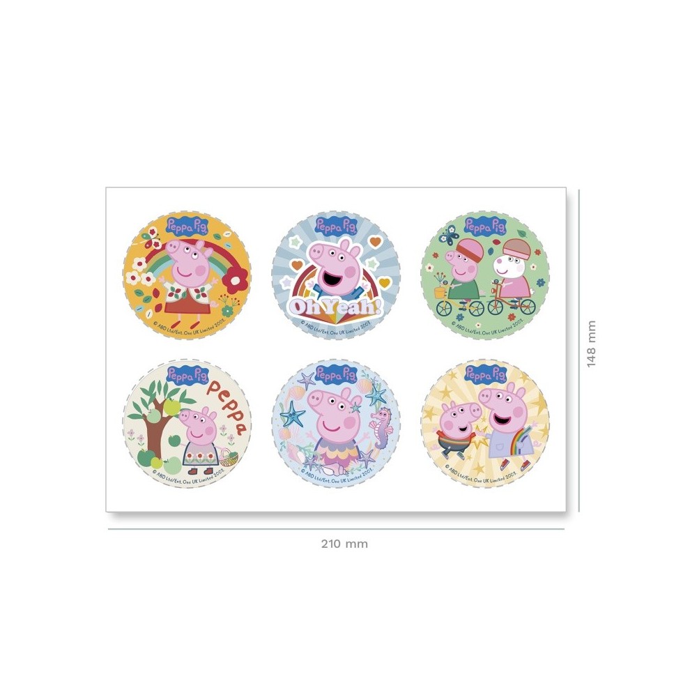 Dekora - Fondant / Zucker Scheiben - Peppa Pig - 6 Scheiben - 5,8 cm