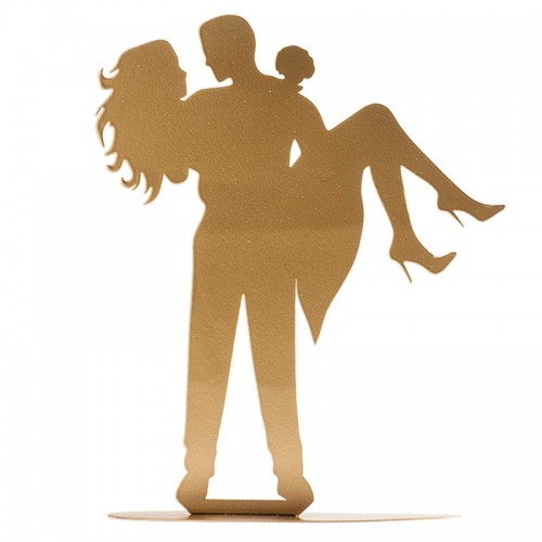 wedding figurines - golden silhouette - in her arms - 18cm