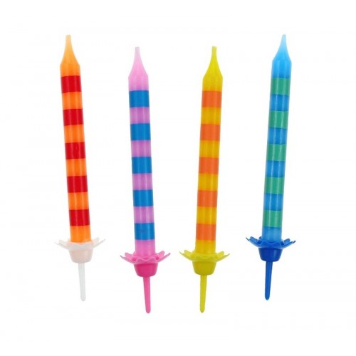 Birthday candles - short - stripes - 24 pcs