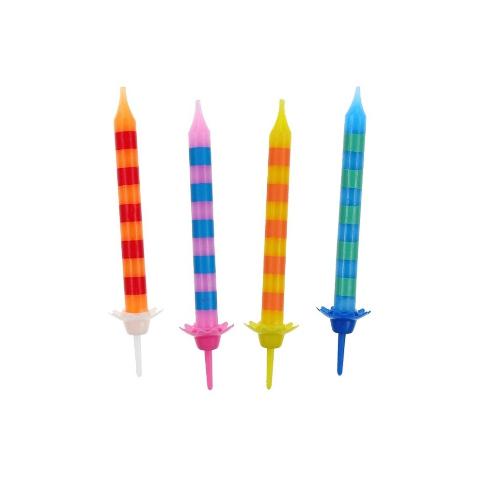 Birthday candles - short - stripes - 24 pcs