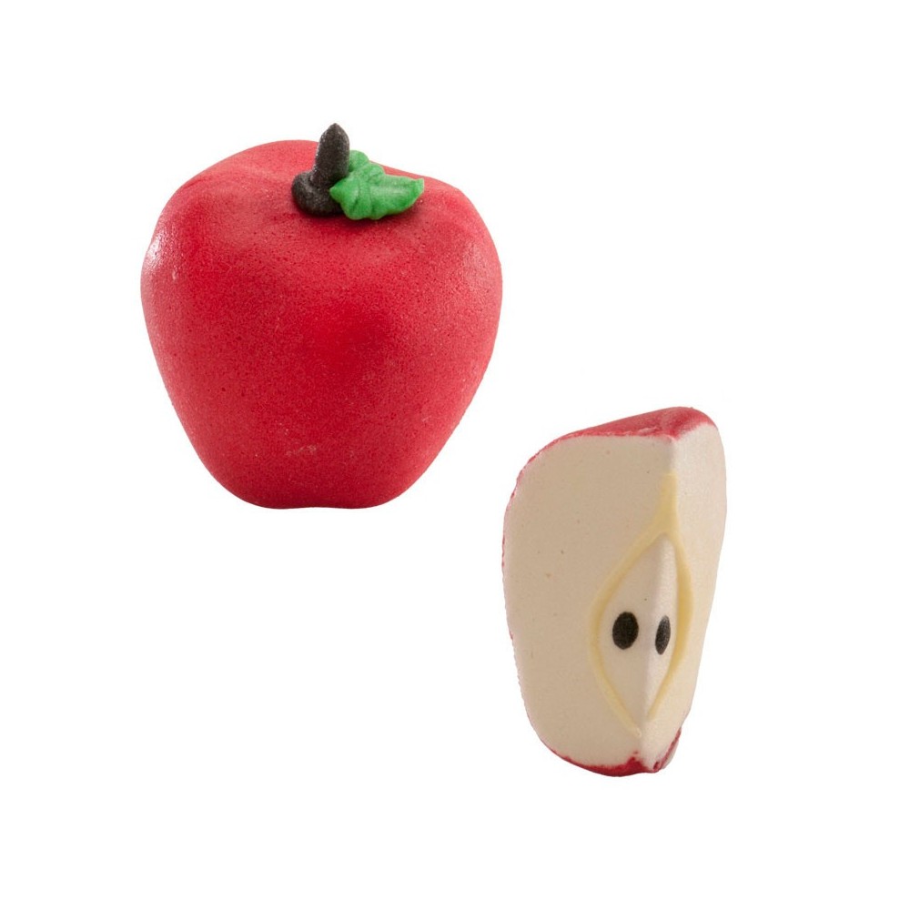 Decor Sugar decoration 3D - apple - whole / half - 2pcs.