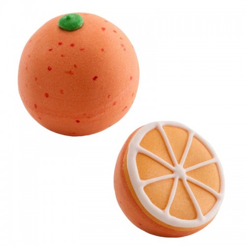 Decor Sugar decoration 3D - orange - whole / half - 2pcs