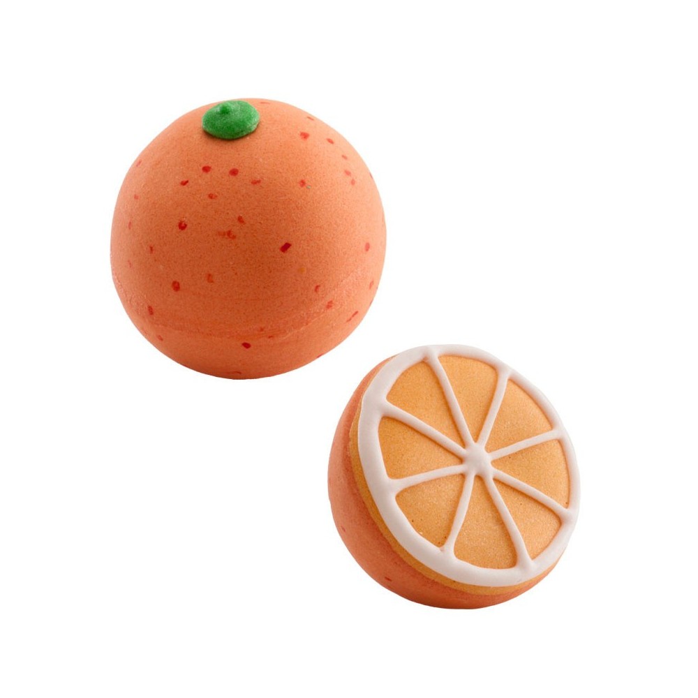 Decor Sugar decoration 3D - orange - whole / half - 2pcs